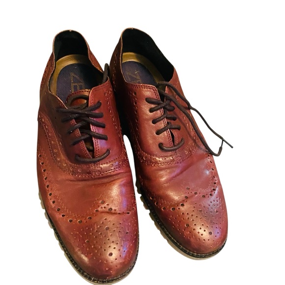 Cole Haan Leather ZeroGrand Oxford Wing Tip Burgundy Leather - Picture 5 of 9